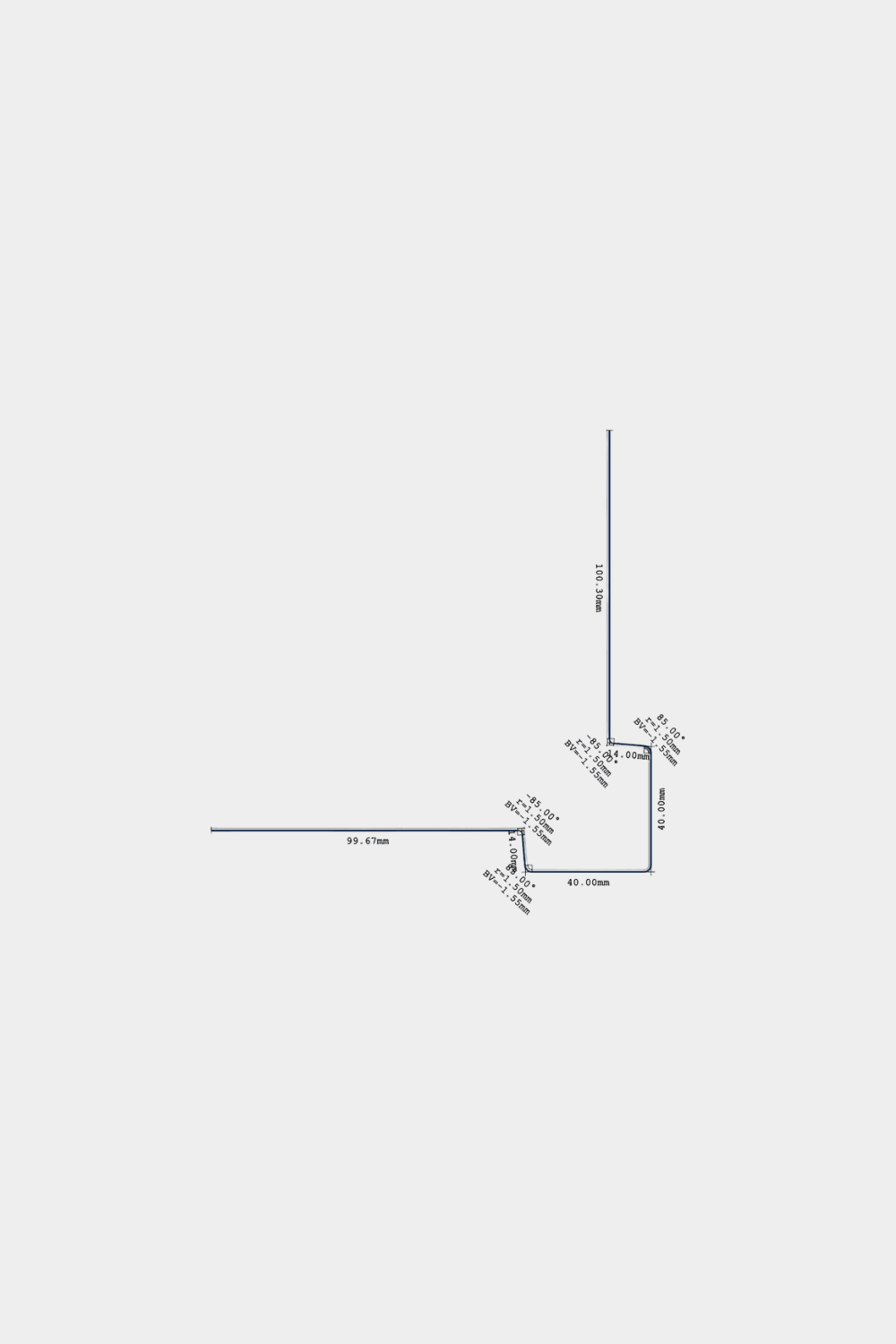 Schema tecnico di WoodUpp Aluwood angolo esterno 240 cm, con dettagli su angoli e lunghezze in mm per gli angoli dei pannelli di facciata esterni con profilo angolare esterno in alluminio.
