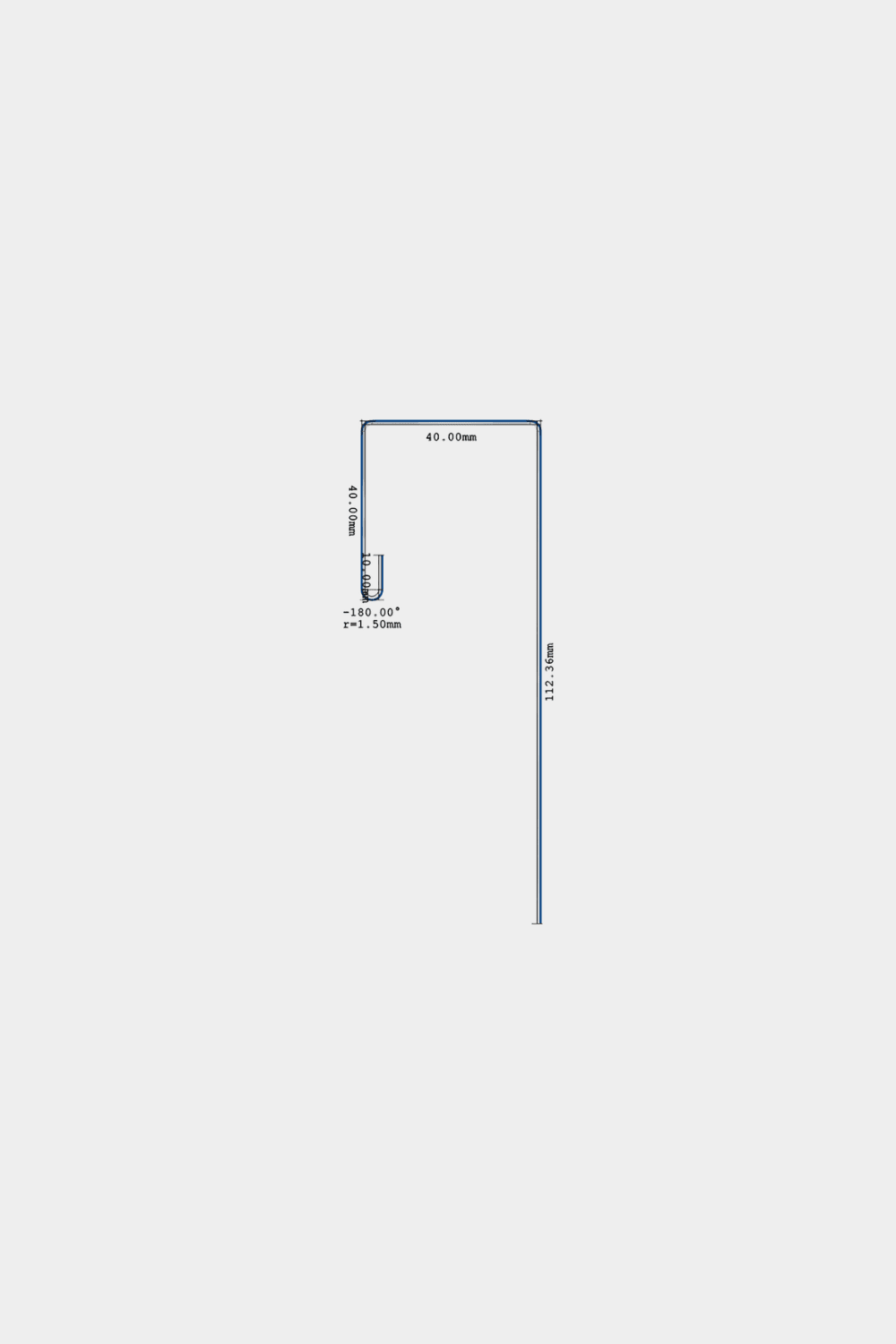 Diagramma tecnico del profilo angolare a L per pannello da facciata WoodUpp Aluwood da 240 cm, con dimensioni ed foro etichettati, progettato per l’installazione di finitura superiore o laterale.